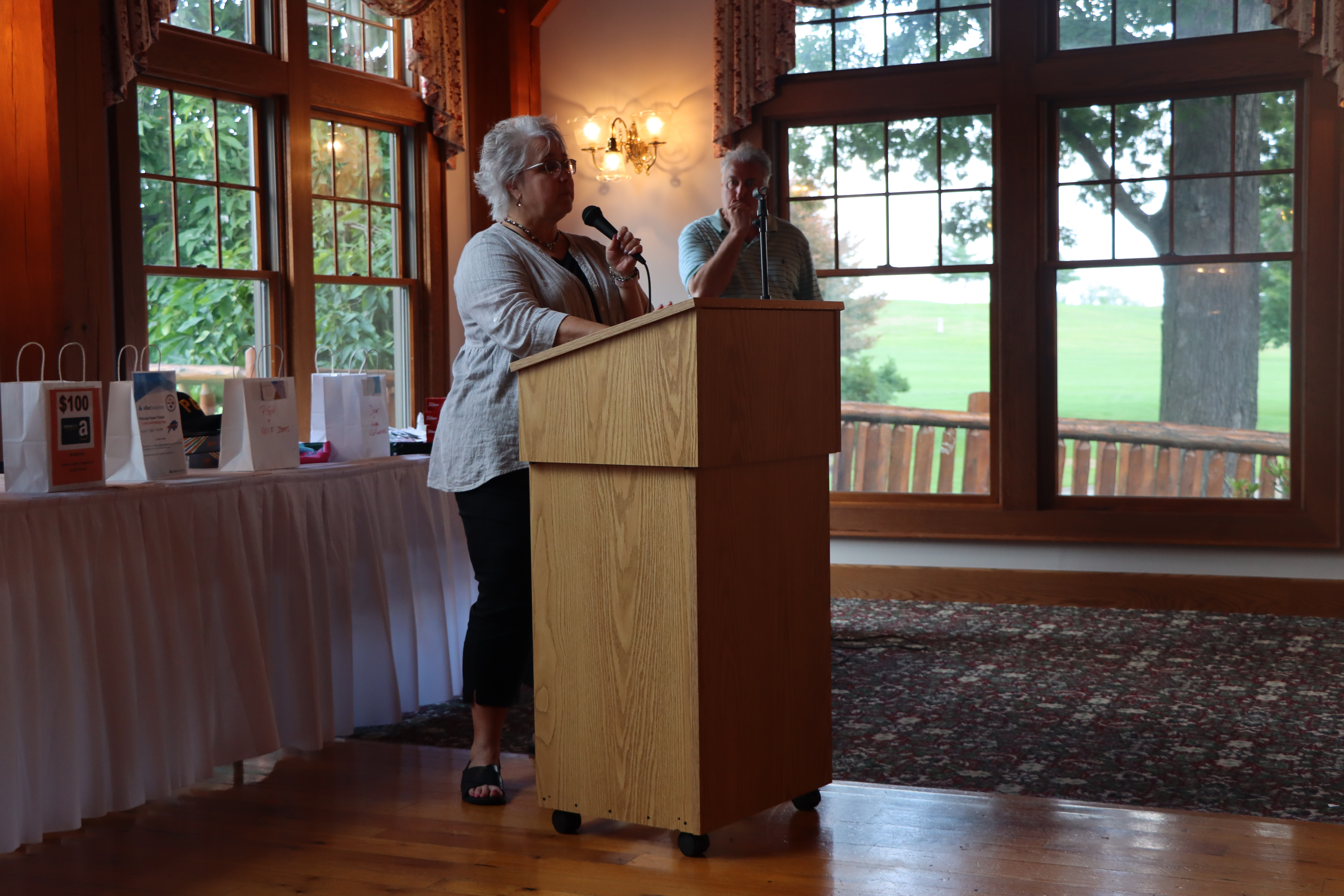 Executive Director Mary Lou Harju speaking.