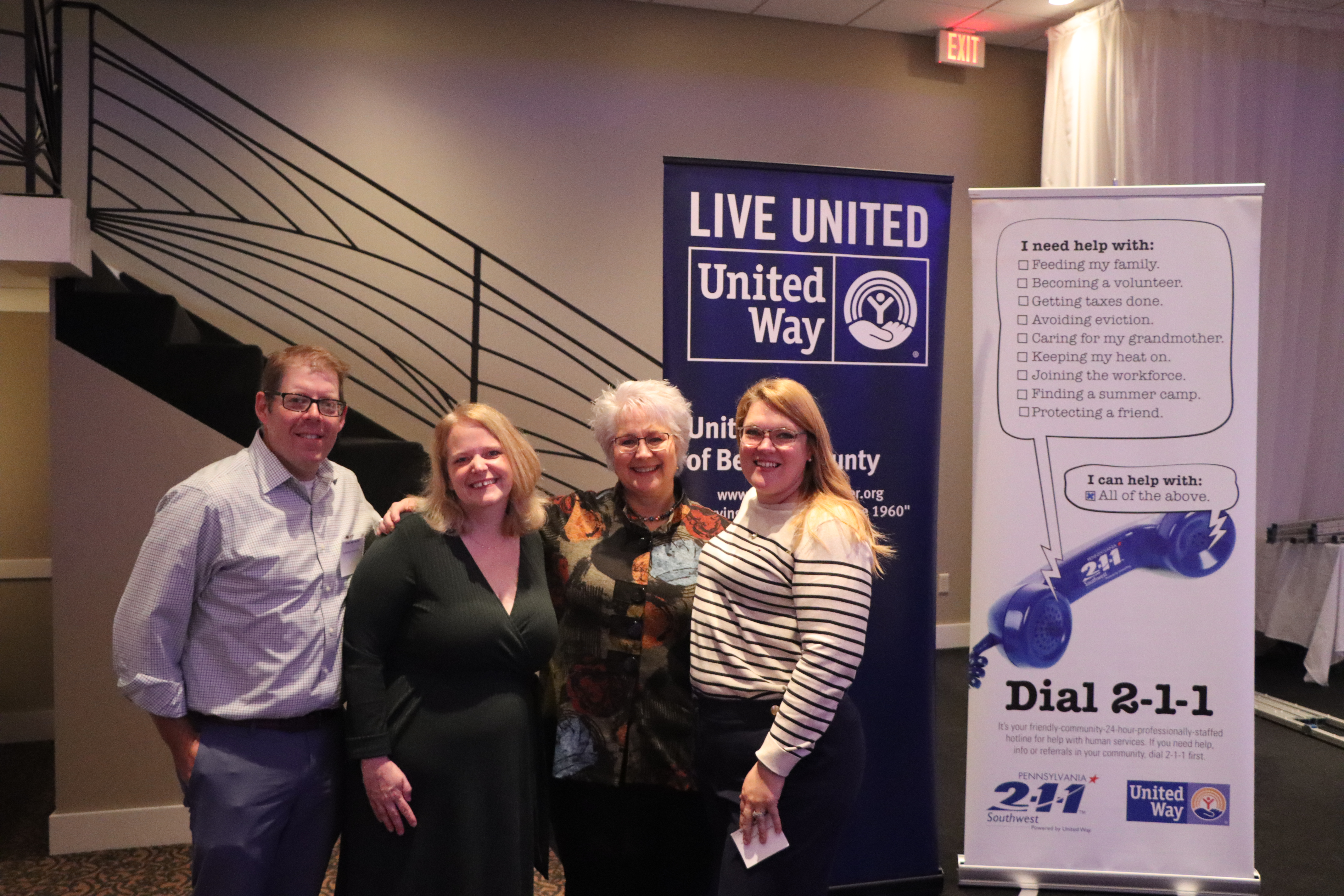 Healing Hunger Employees, Pastor Mike, Amy, and Steph with Mary Lou Harju